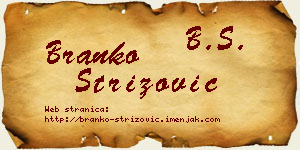 Branko Strizović vizit kartica